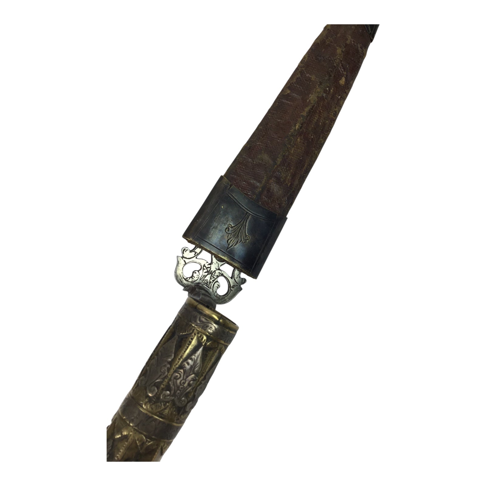 American Revolutionary War Period 18th Century Italian Large Socket Bayonet Dagger with Exquisite Chiseled and Pierced Steel