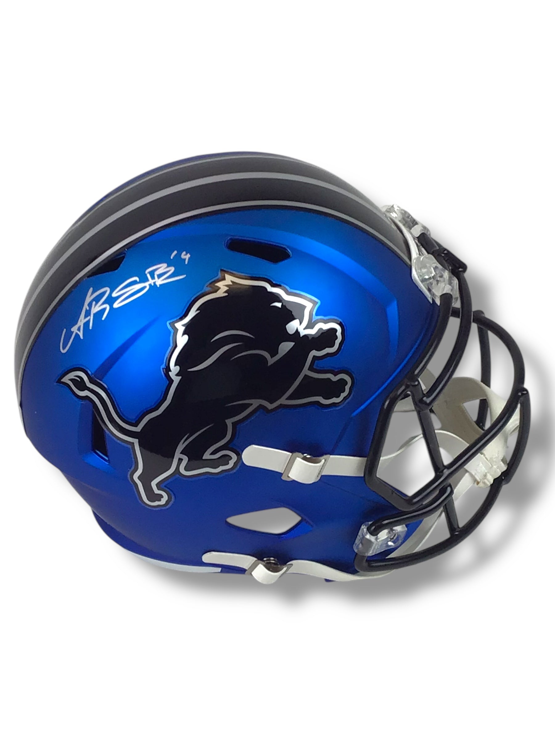 Amon-Ra St. Brown Signed Detroit Lions 2024 Blue Full Size Speed Helmet Beckett