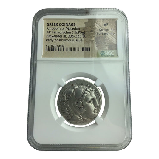 Ancient Greek Silver Coin of Alexander the Great AR Tetradrachm NGC Ch VF