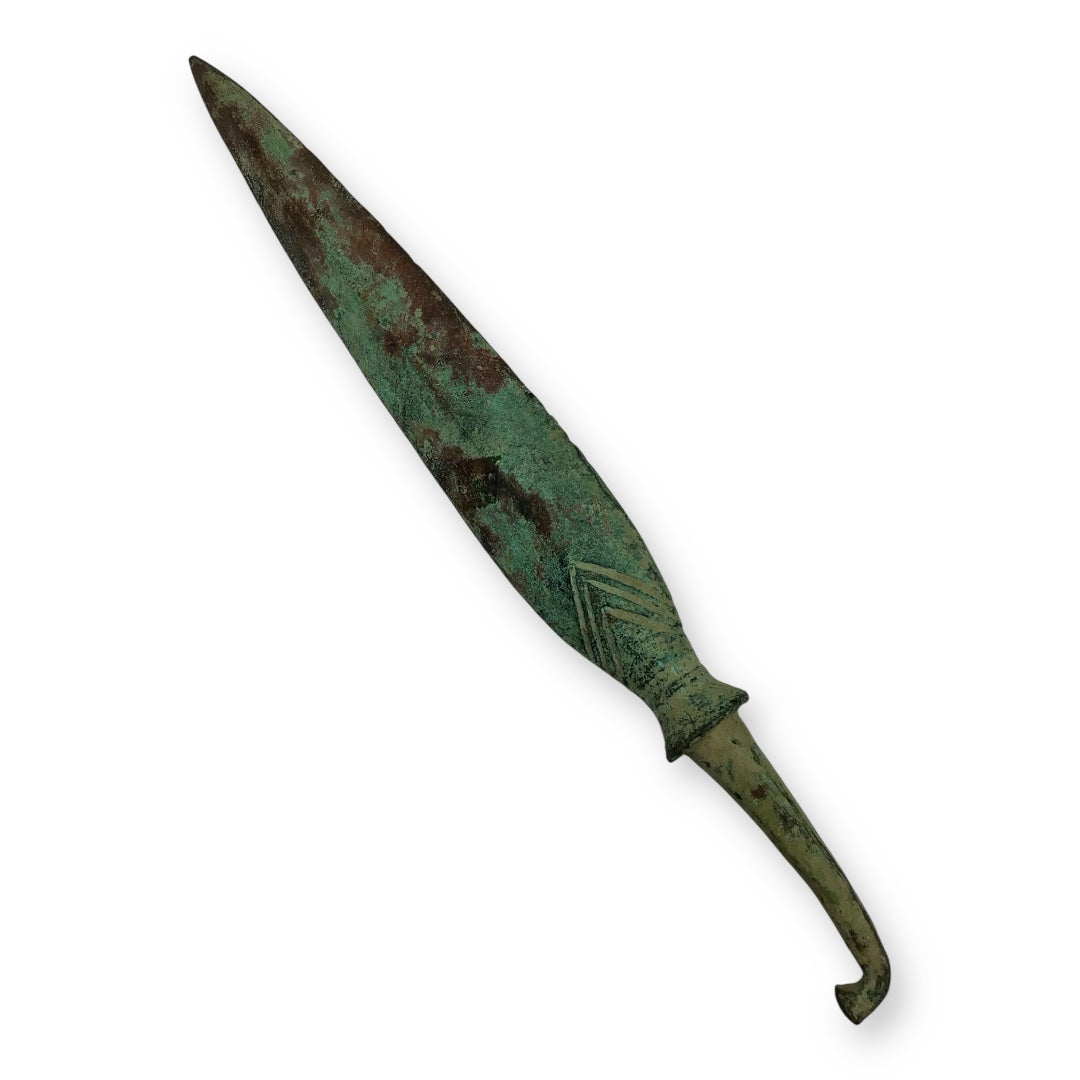 Ancient Luristan Bronze Socketed Spear Head 1800-1400 B.C., Hooked Tang