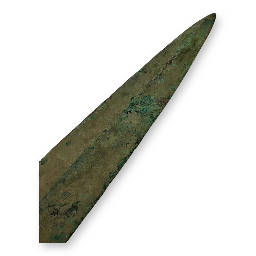 Ancient Luristan Bronze Socketed Spear Head 1800-1400 B.C., Hooked Tang