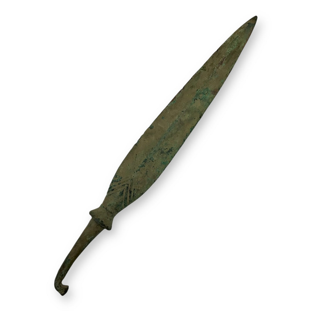 Ancient Luristan Bronze Socketed Spear Head 1800-1400 B.C., Hooked Tang