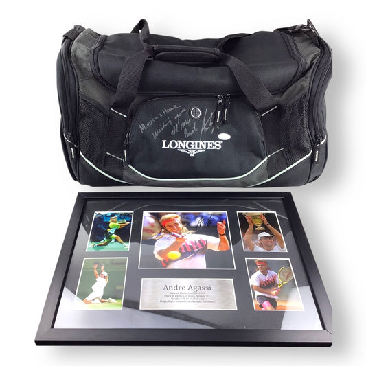 Andre Agassi Signed Framed Photo + Longines Bag – JSA Certified