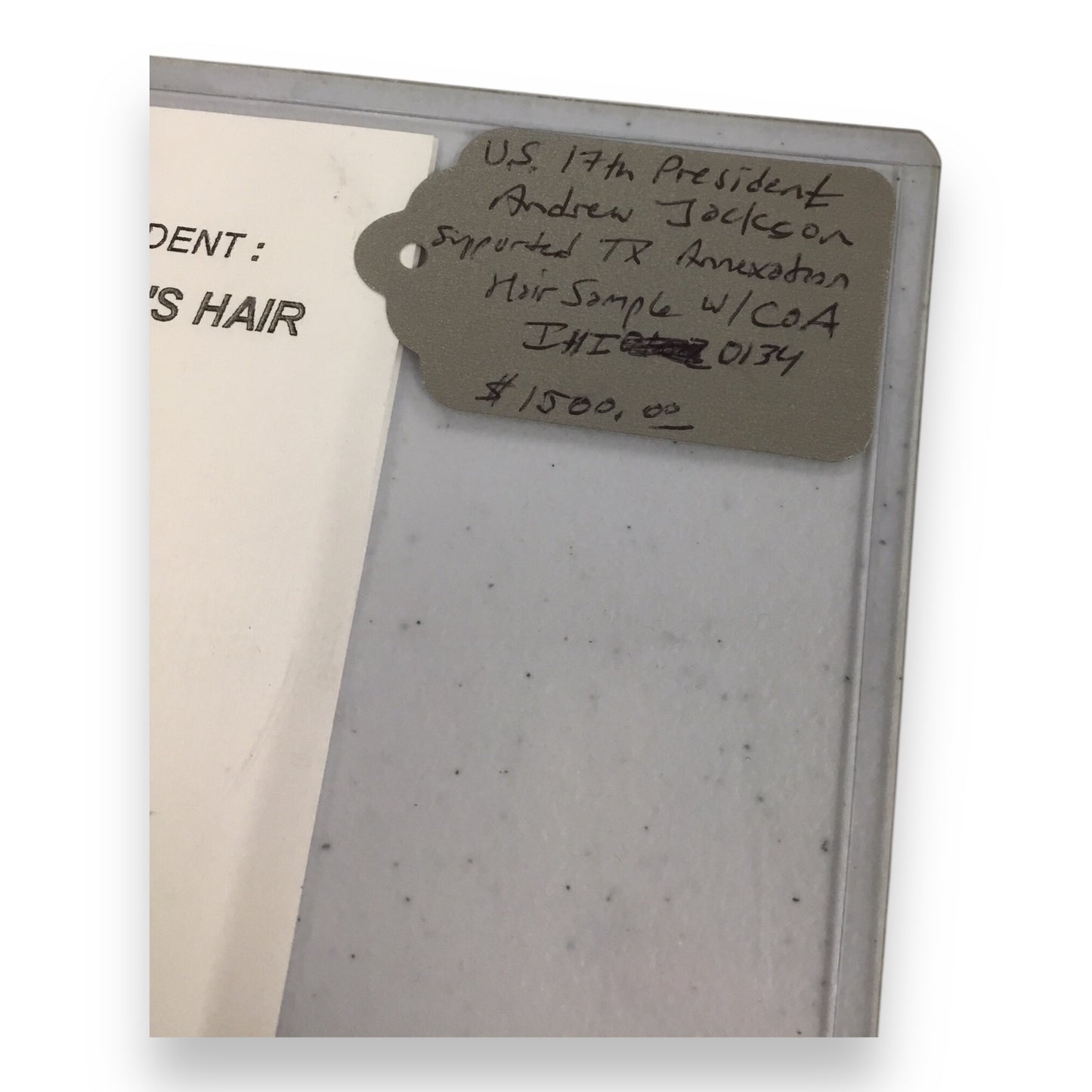 Andrew Jackson Hair Clipping with Certificate of Authenticity