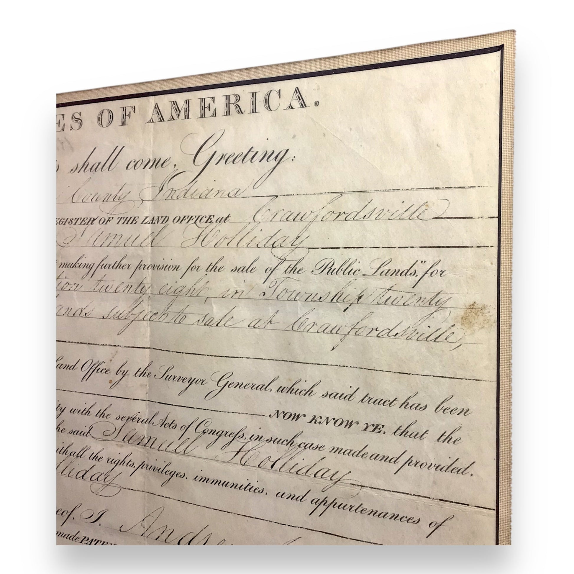 Andrew Jackson Signed and Framed Presidential Land Grant – Dated 1829