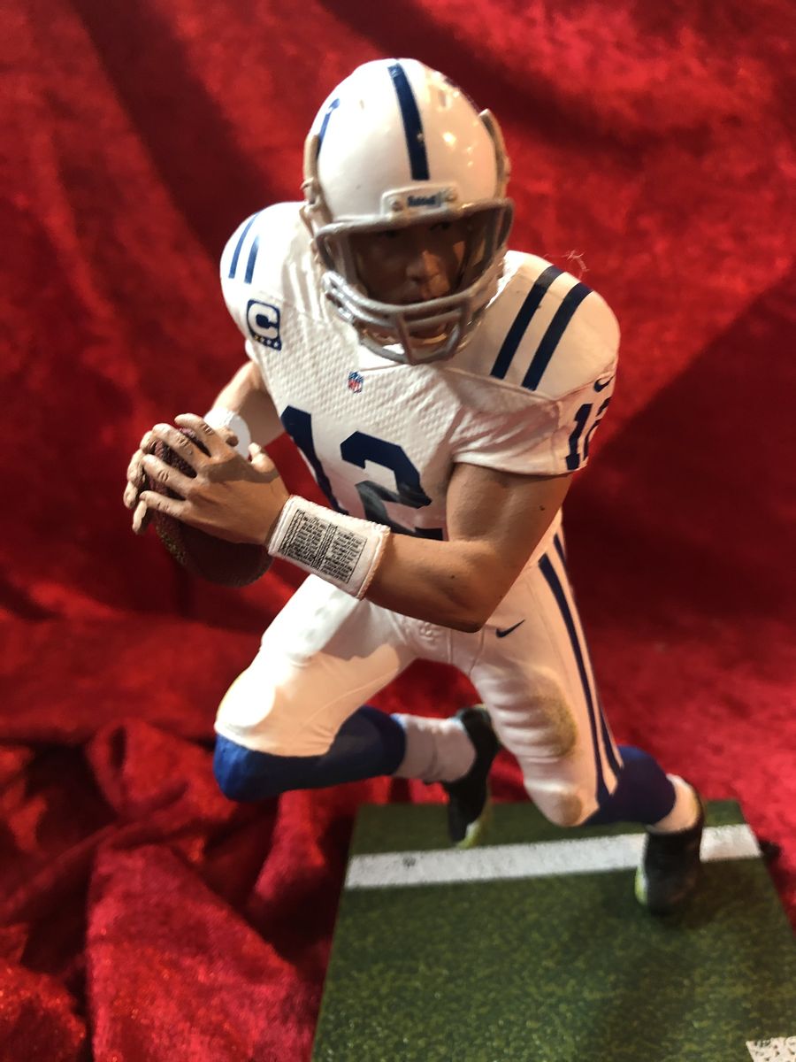 Andrew Luck Colts Signed Football Patch w/ Card & Action Figure COA