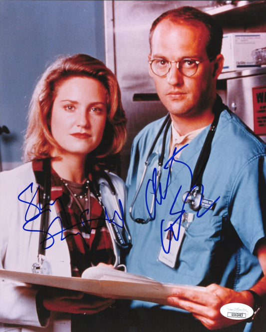 Anthony Edwards and Sherry Stringfield Signed Photo 8x10, ER Anthony Edwards and Sherry Stringfield Autograph Two Signatures, JSA and PSA Letter Double Certified Authentic UU42463