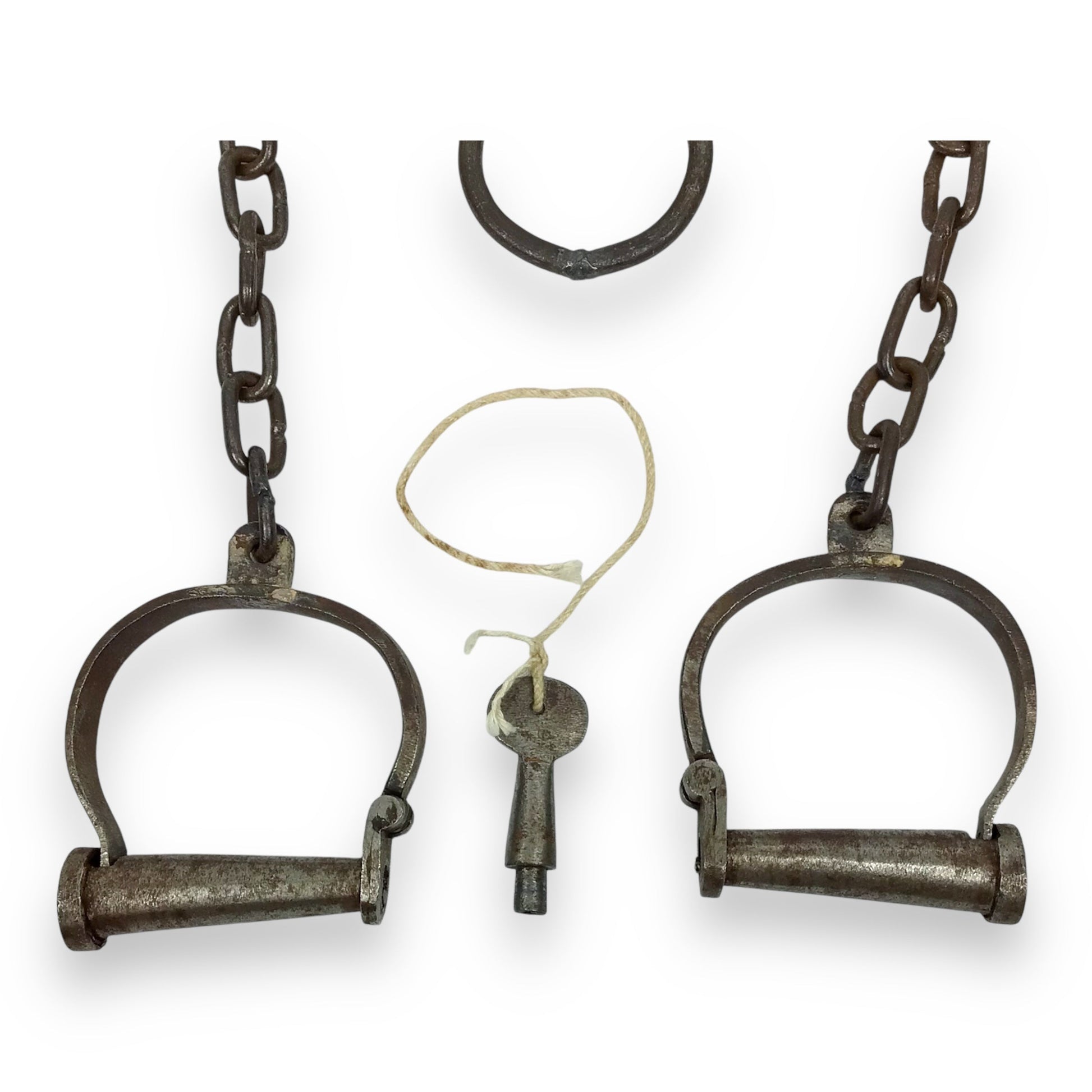 Antique 18th-19th C. Leg or Handcuffs with Key, A Police or Justice System Relic