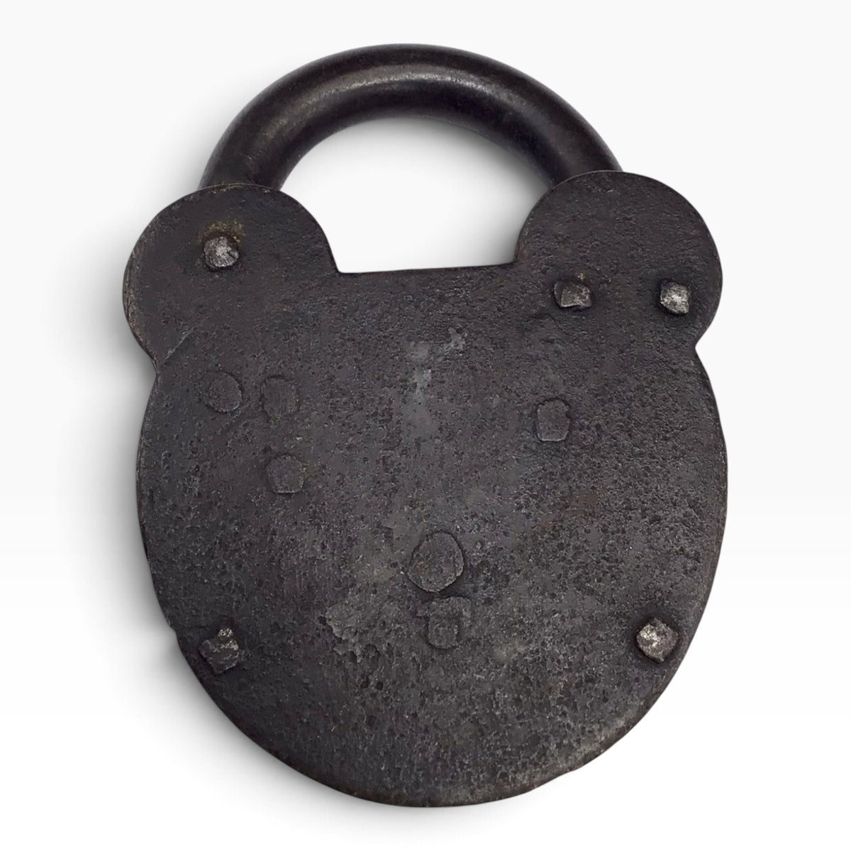 Antique A. Thompson VR Crown Iron Smokehouse Padlock with Barrel Key