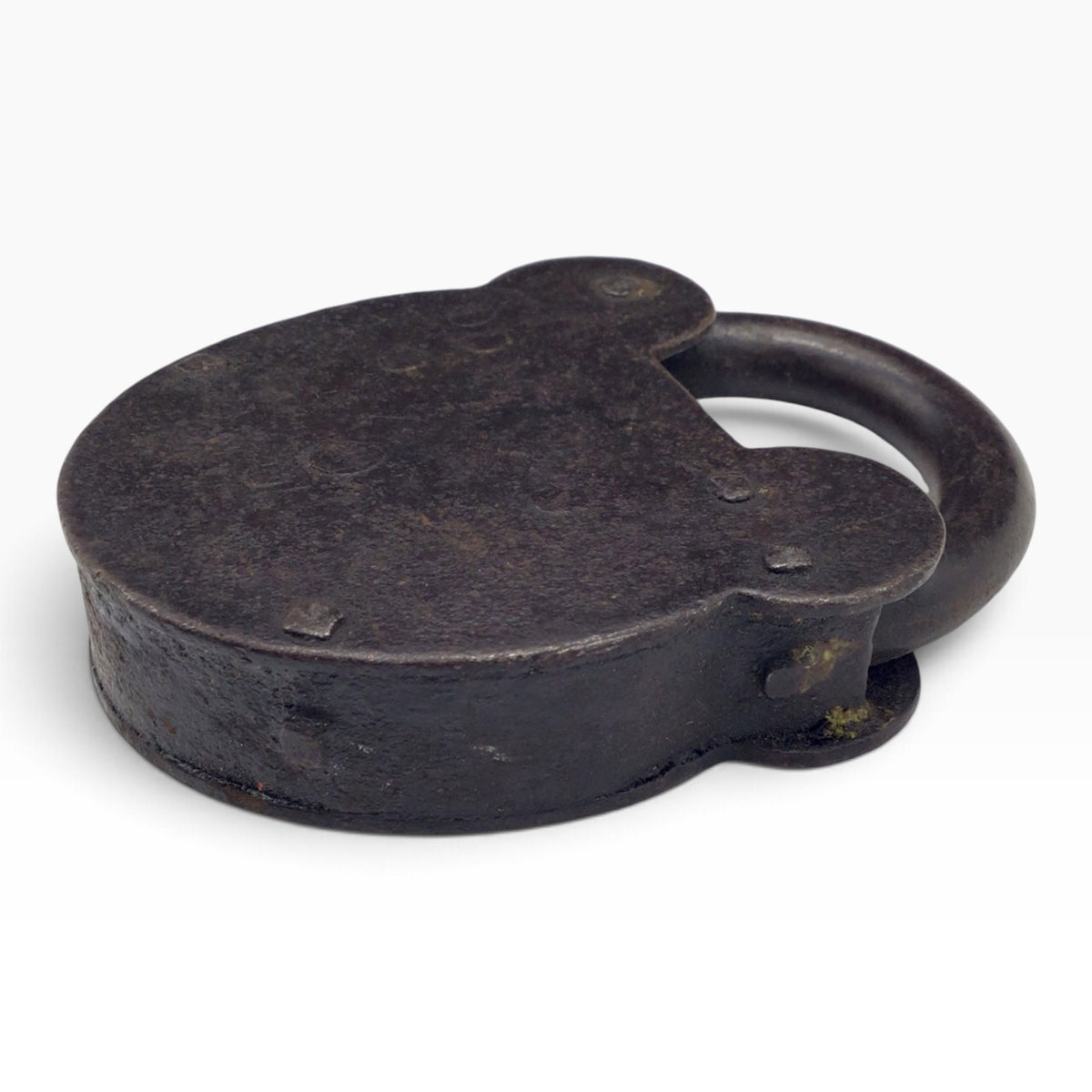 Antique A. Thompson VR Crown Iron Smokehouse Padlock with Barrel Key