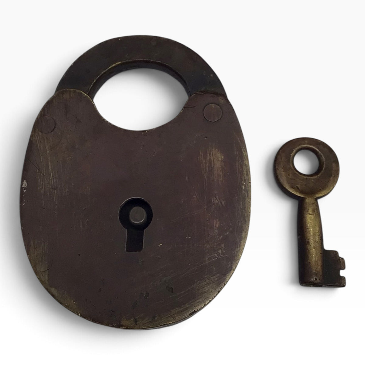 Antique Brass Oval Teardrop Padlock with Key