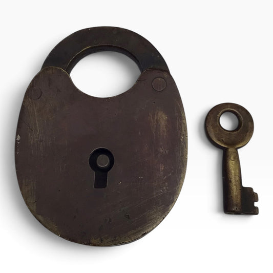 Antique Brass Oval Teardrop Padlock with Key