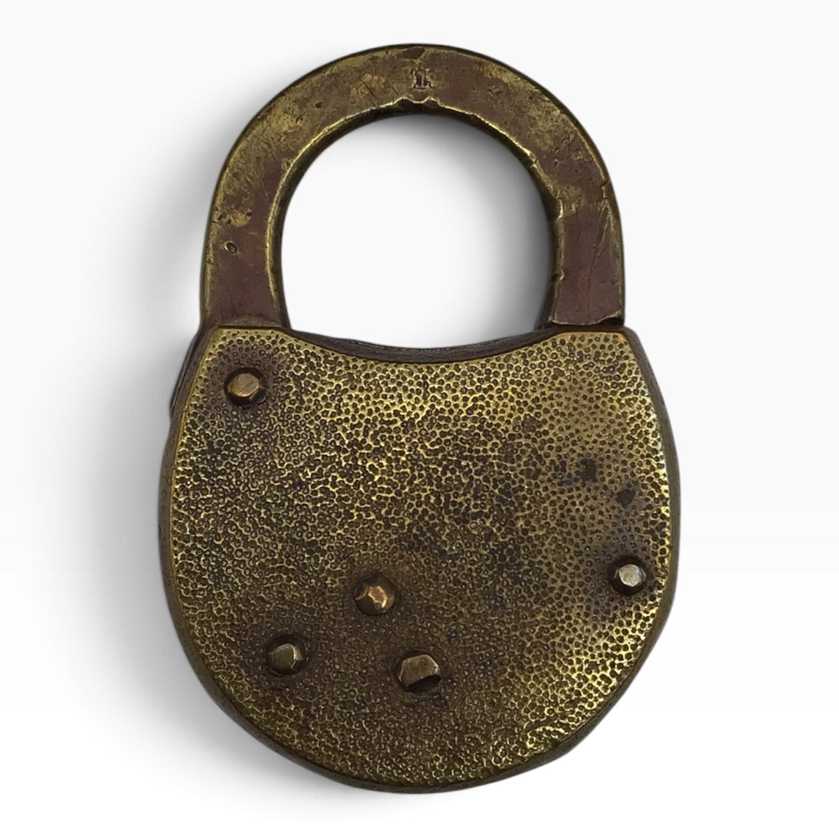 Antique CORBIN Cabinet Lock Co. Brass Padlock with Barrel-Style Key