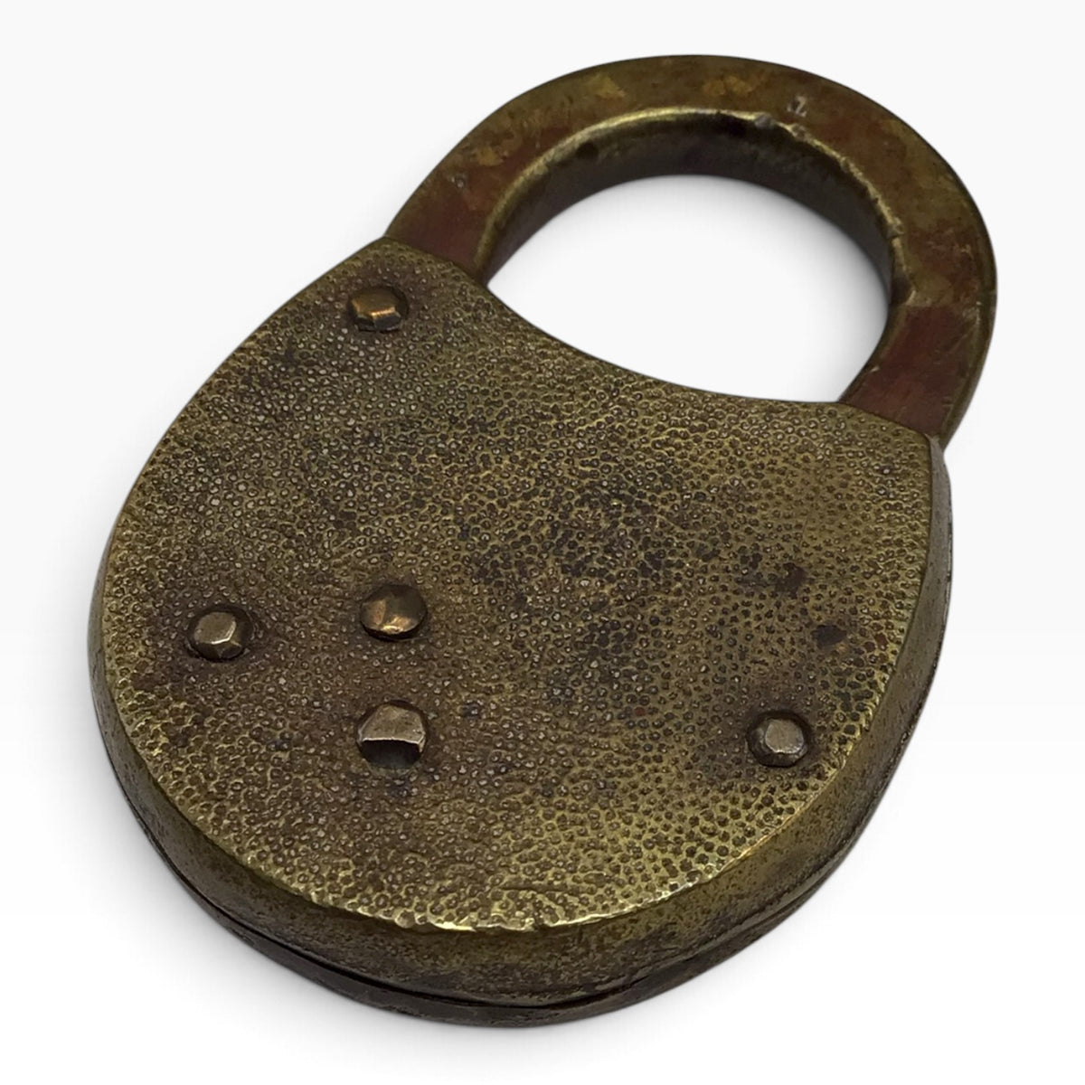 Antique CORBIN Cabinet Lock Co. Brass Padlock with Barrel-Style Key