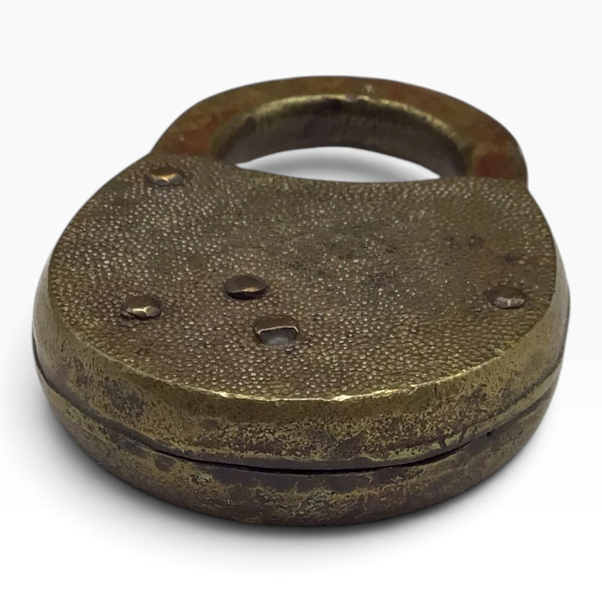 Antique CORBIN Cabinet Lock Co. Brass Padlock with Barrel-Style Key