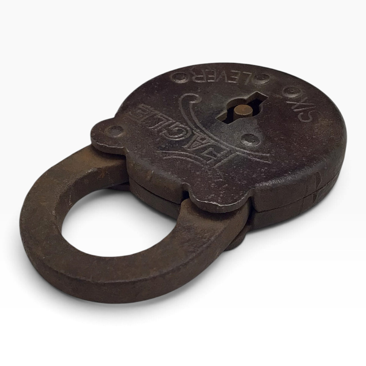 Antique EAGLE Six Lever Round Padlock with Key