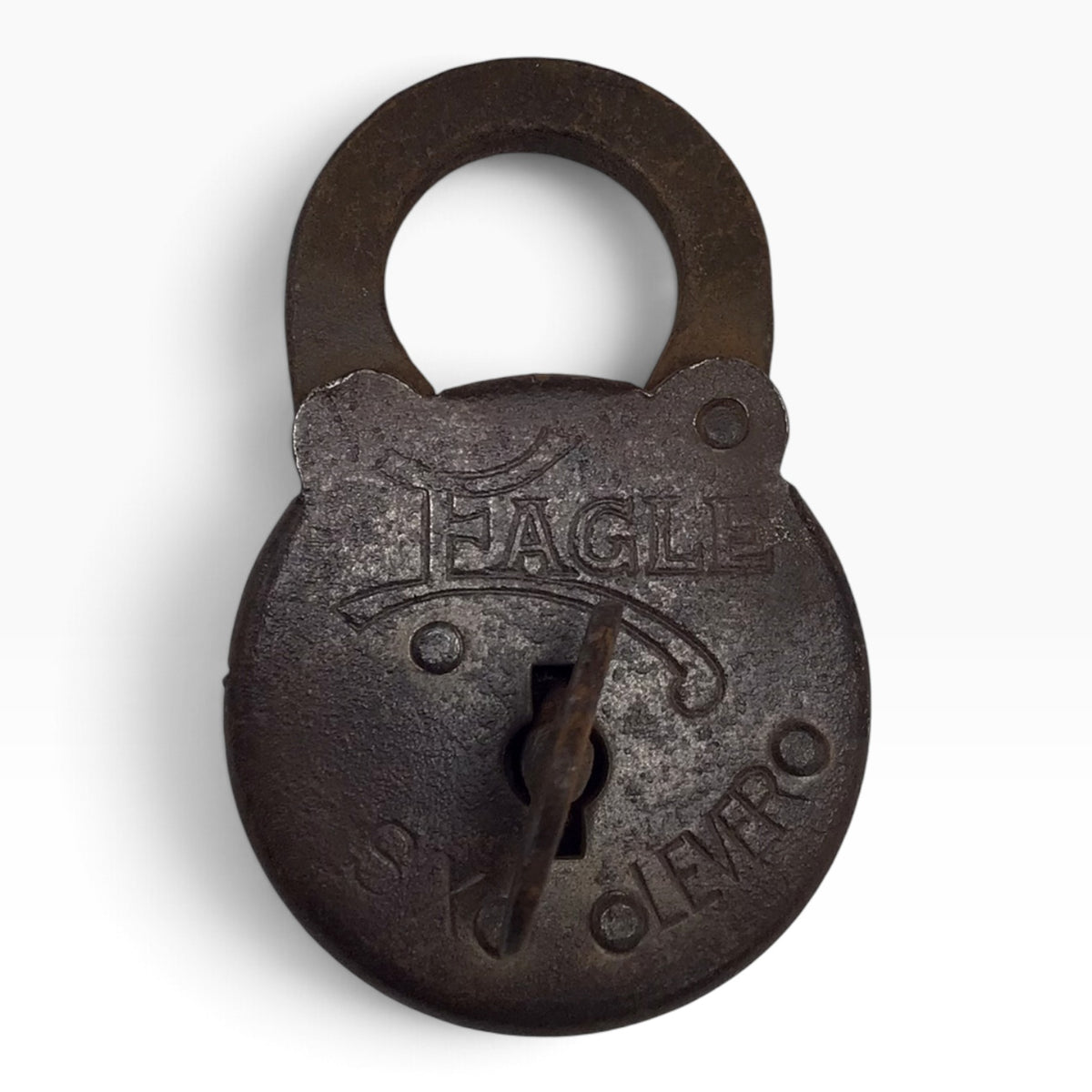 Antique EAGLE Six Lever Round Padlock with Key