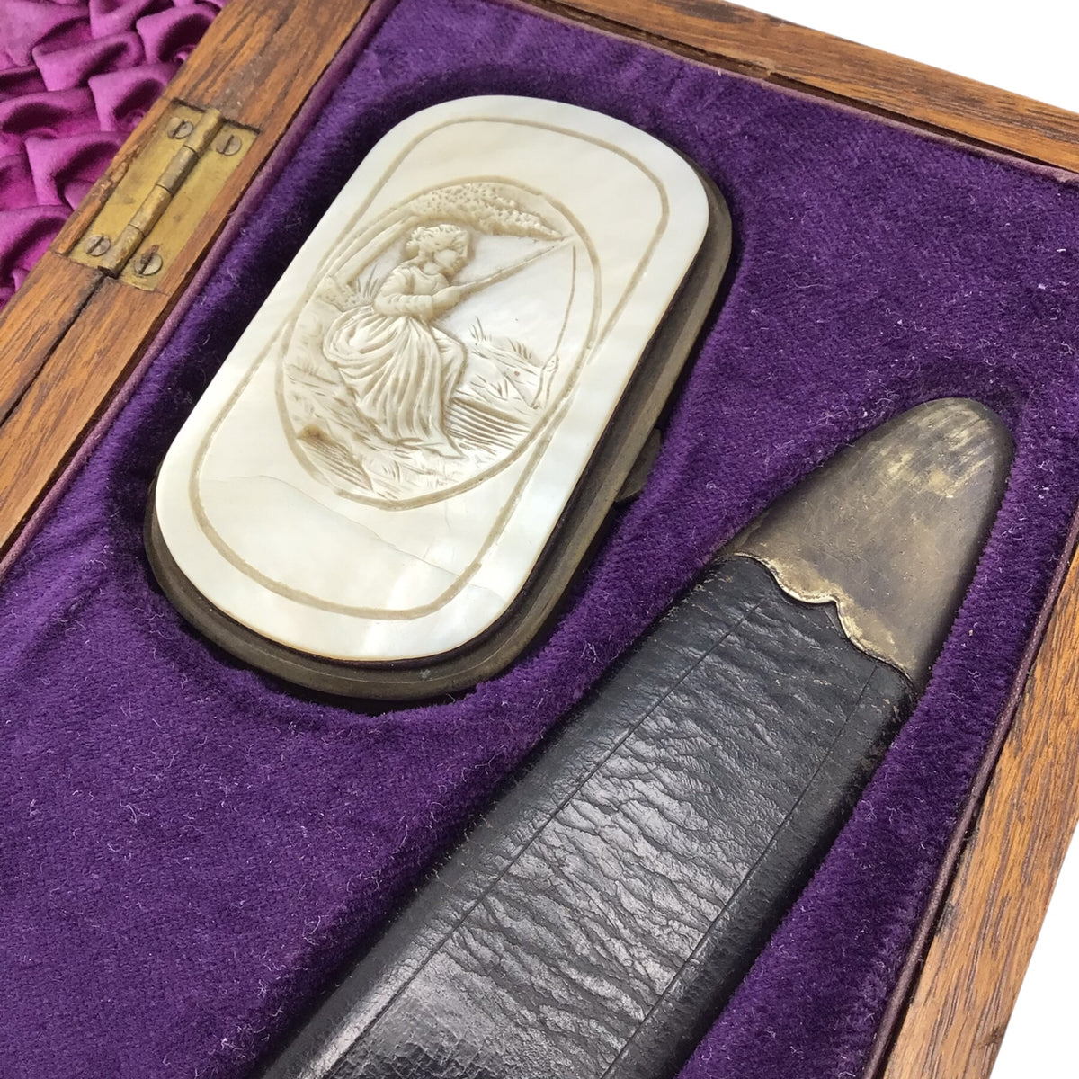 Antique Female Gambler Set with Tiffany 1 Broadway Bowie Dagger & Keepsake Boxes