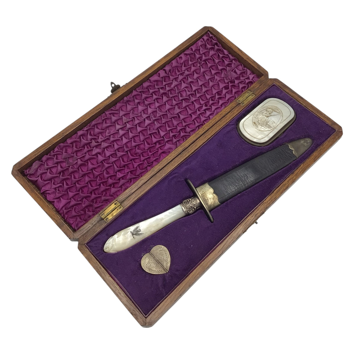 Antique Female Gambler Set with Tiffany 1 Broadway Bowie Dagger & Keepsake Boxes