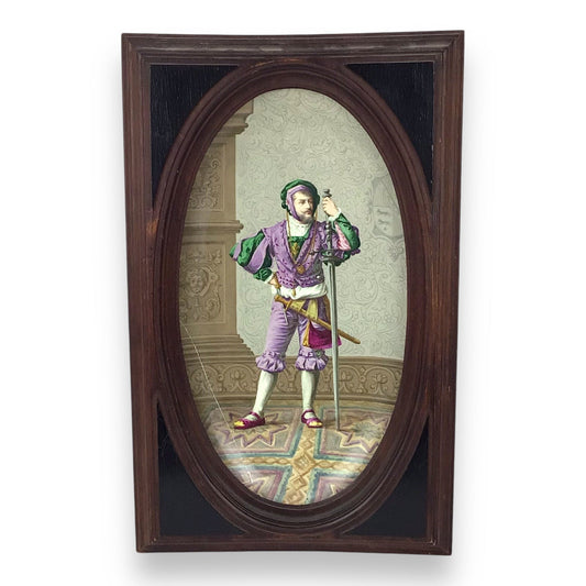 Antique German Porcelain Plaque of a Landsknecht Warrior, 19th Century