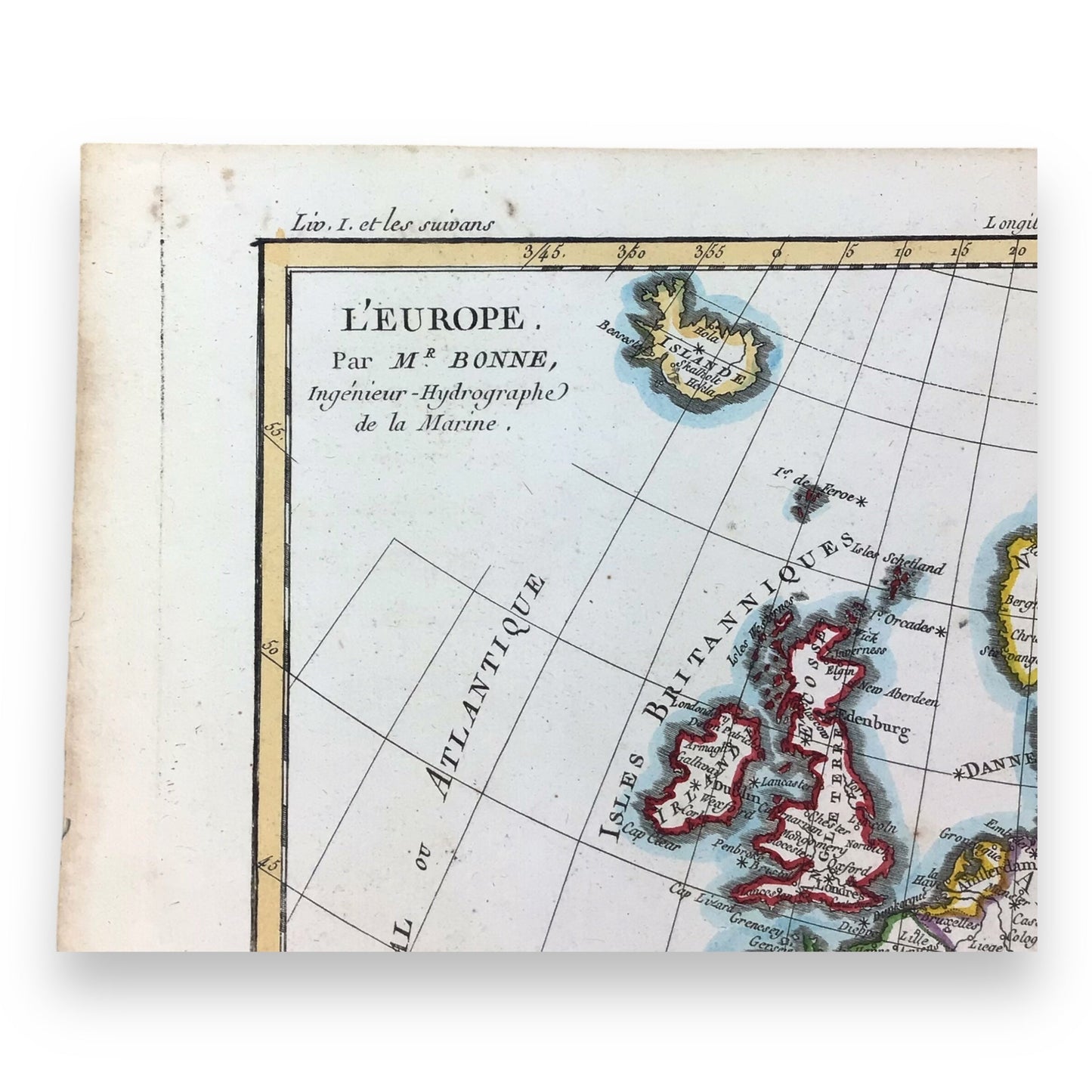 Antique Hand-Colored Map "L'Europe" by Rigobert Bonne, 1780 - Copperplate Map