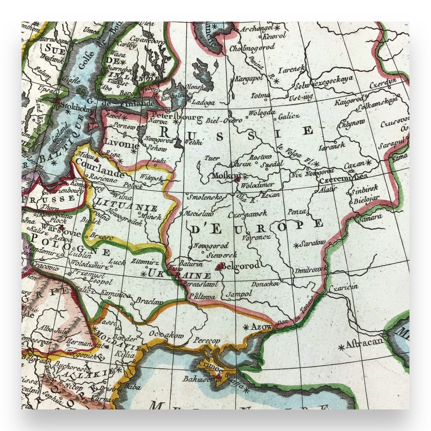 Antique Hand-Colored Map "L'Europe" by Rigobert Bonne, 1780 - Copperplate Map