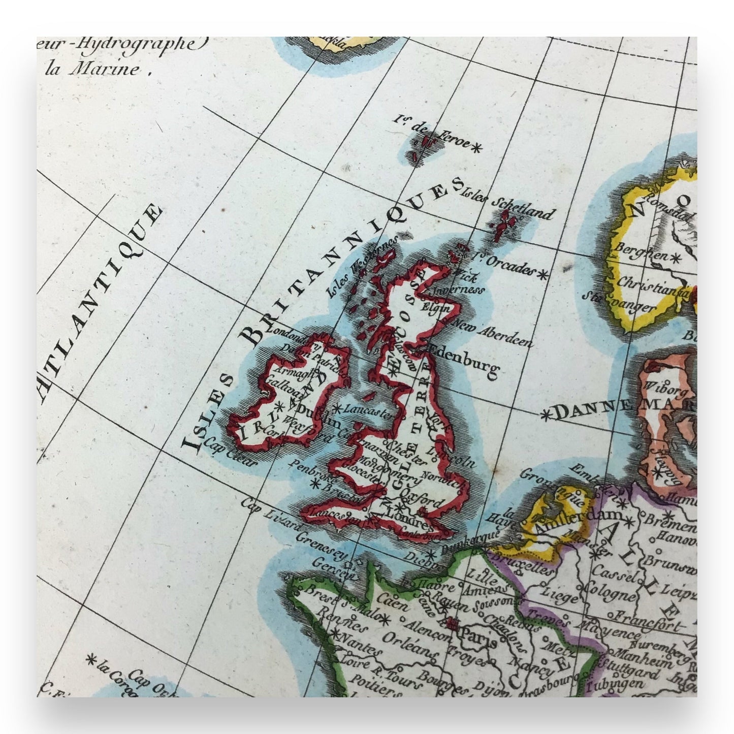 Antique Hand-Colored Map "L'Europe" by Rigobert Bonne, 1780 - Copperplate Map