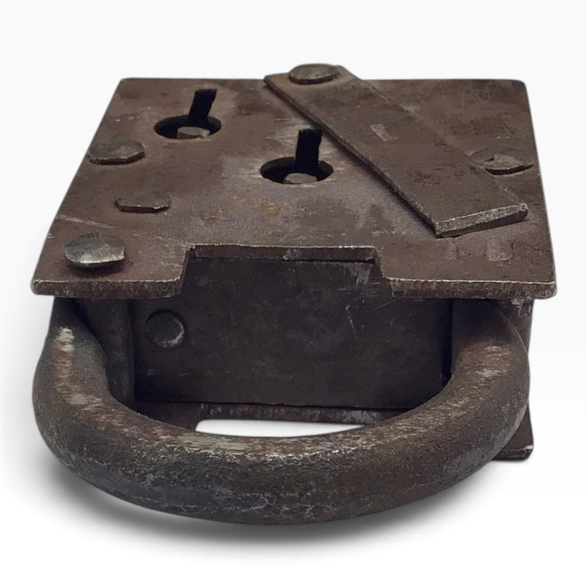Antique Iron Padlock and Barrel Key – Wrought Iron Trick-Style Lock