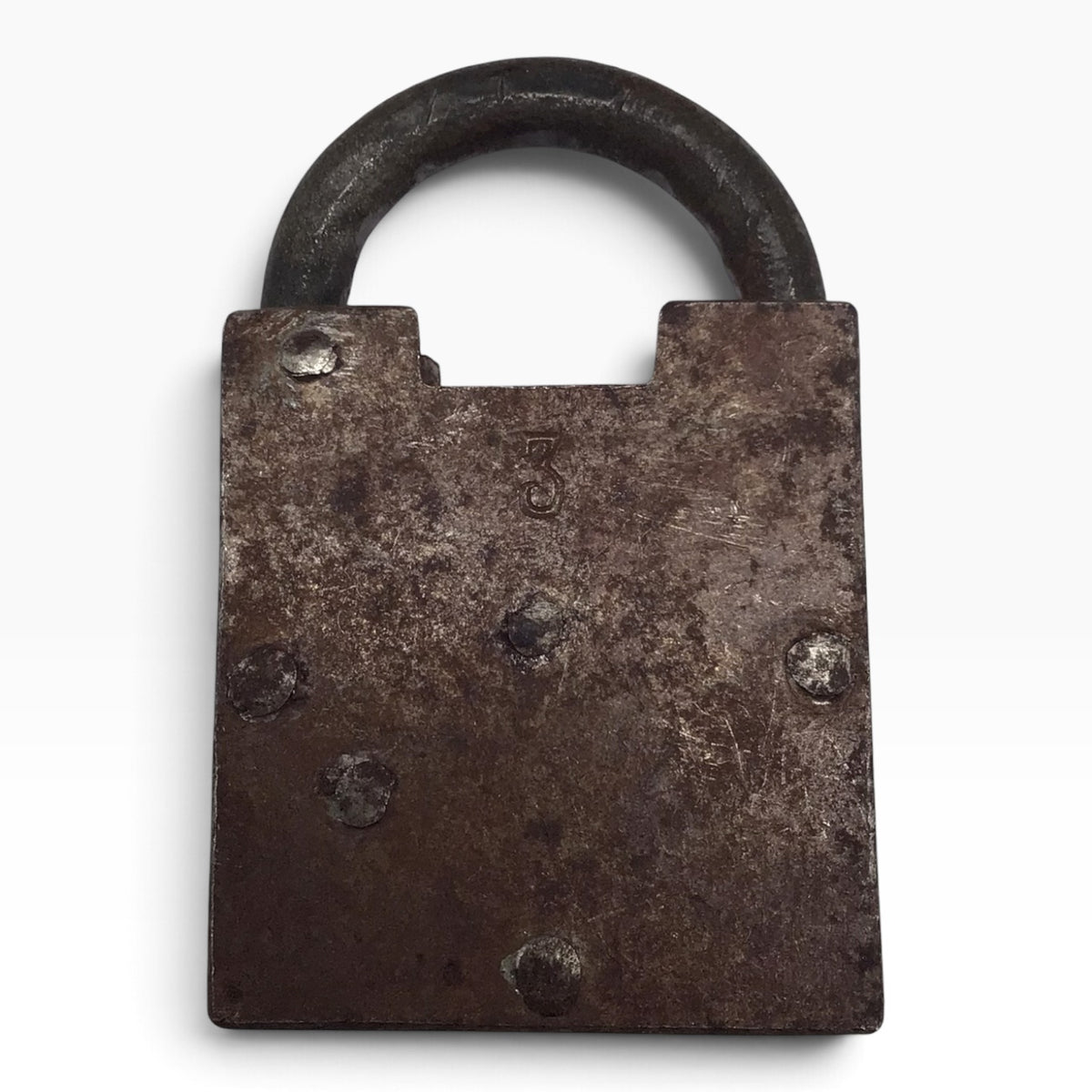 Antique Iron Padlock and Barrel Key – Wrought Iron Trick-Style Lock