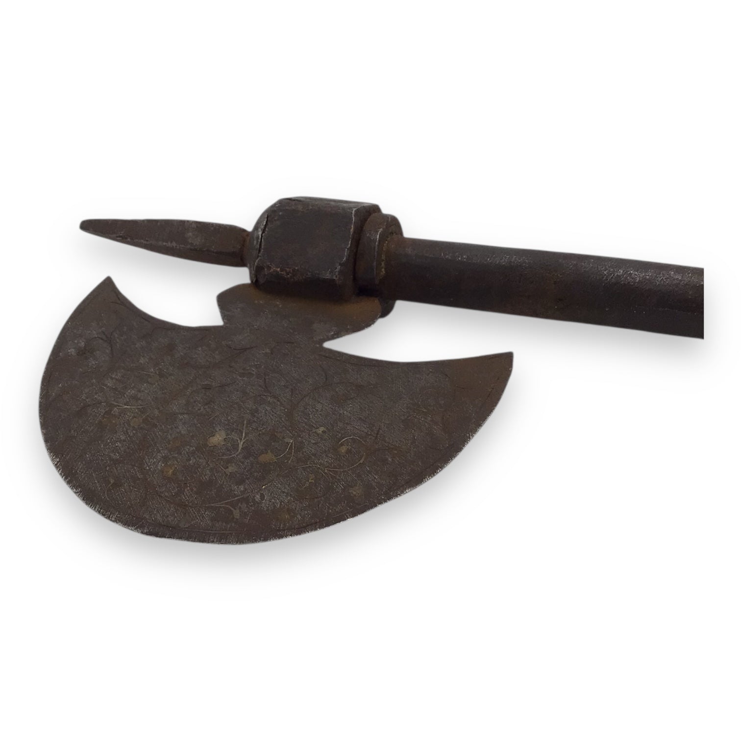 Antique Islamic Mughal Indian Silver-Inlaid Fighting Axe – 19.5”