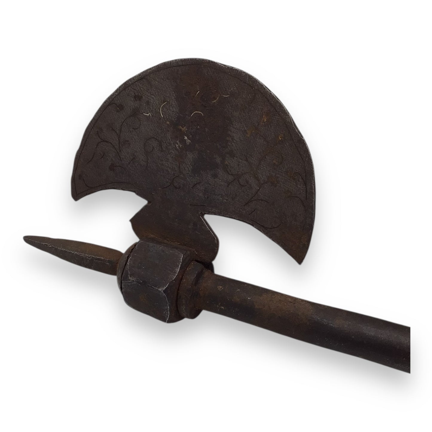 Antique Islamic Mughal Indian Silver-Inlaid Fighting Axe – 19.5”