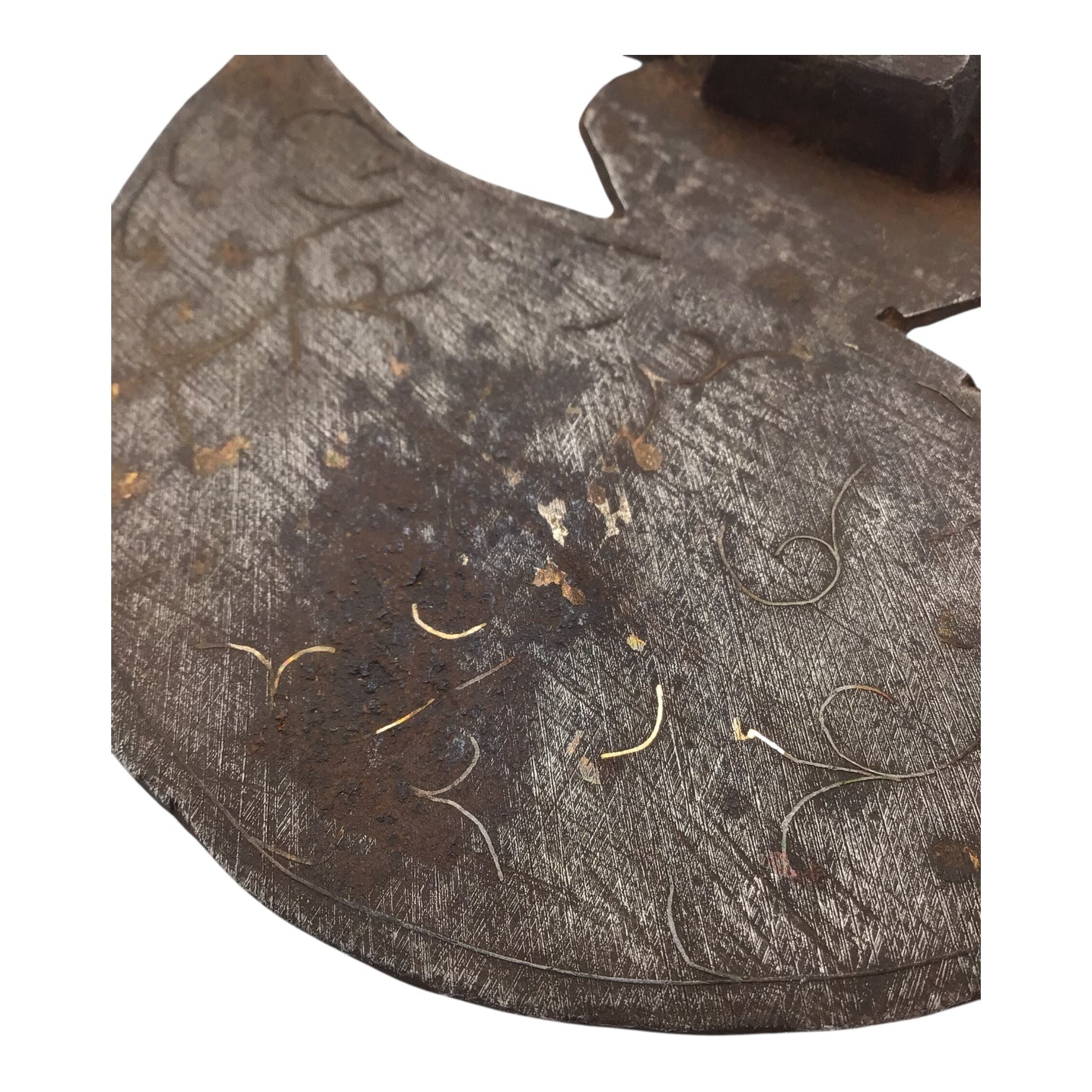 Antique Islamic Mughal Indian Silver-Inlaid Fighting Axe – 19.5”