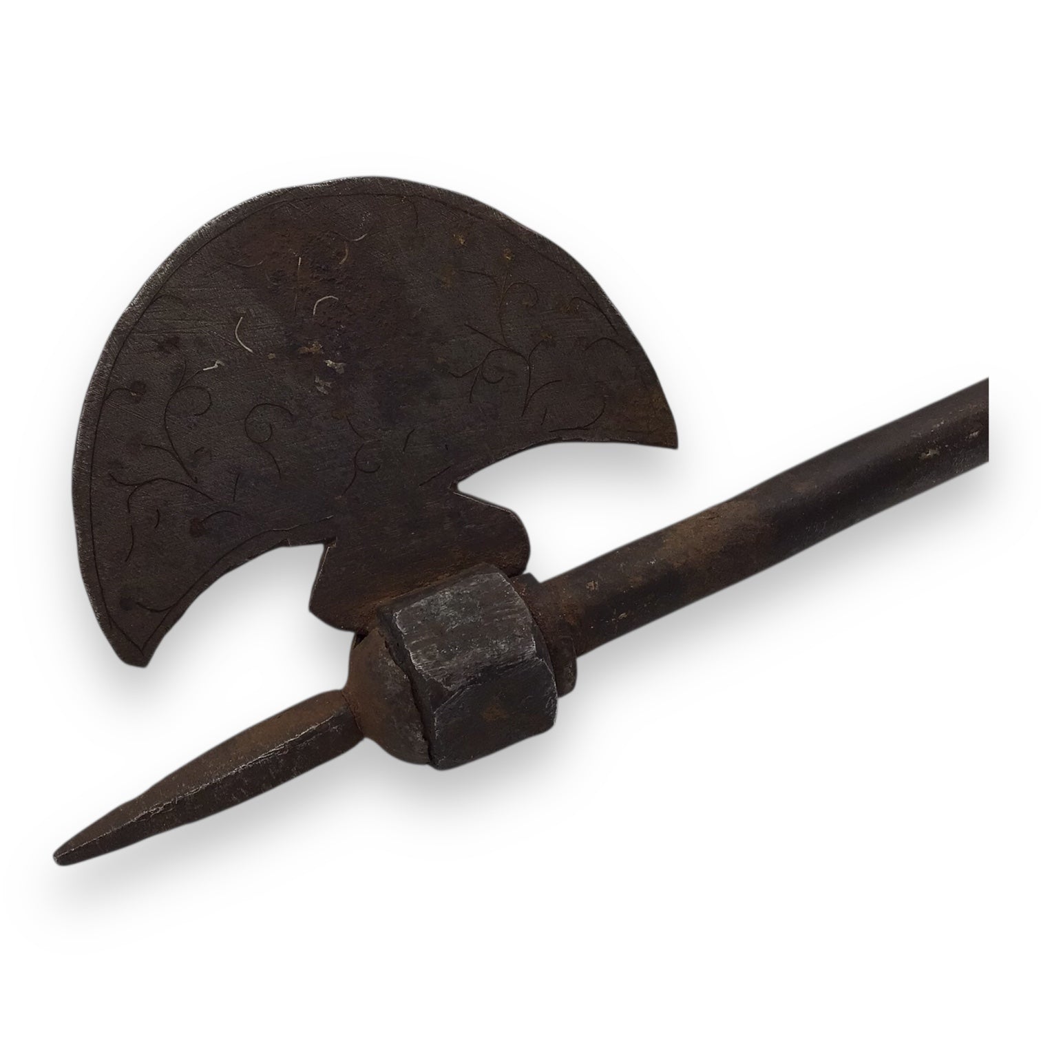 Antique Islamic Mughal Indian Silver-Inlaid Fighting Axe – 19.5”