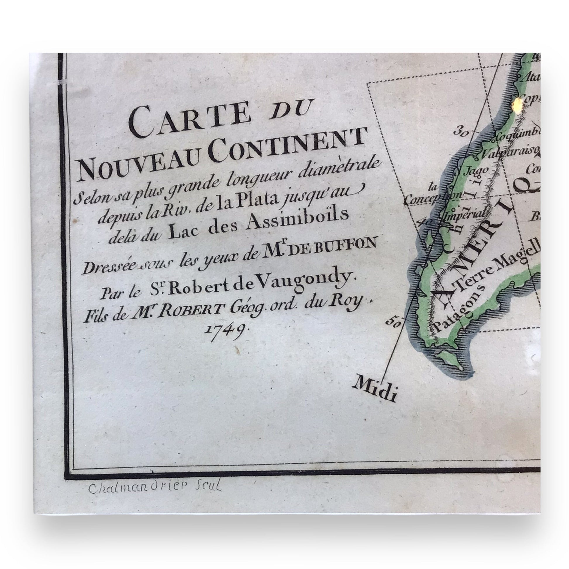 Antique Map 'Carte du Nouveau Continent' Framed, Robert de Vaugondy, 1749