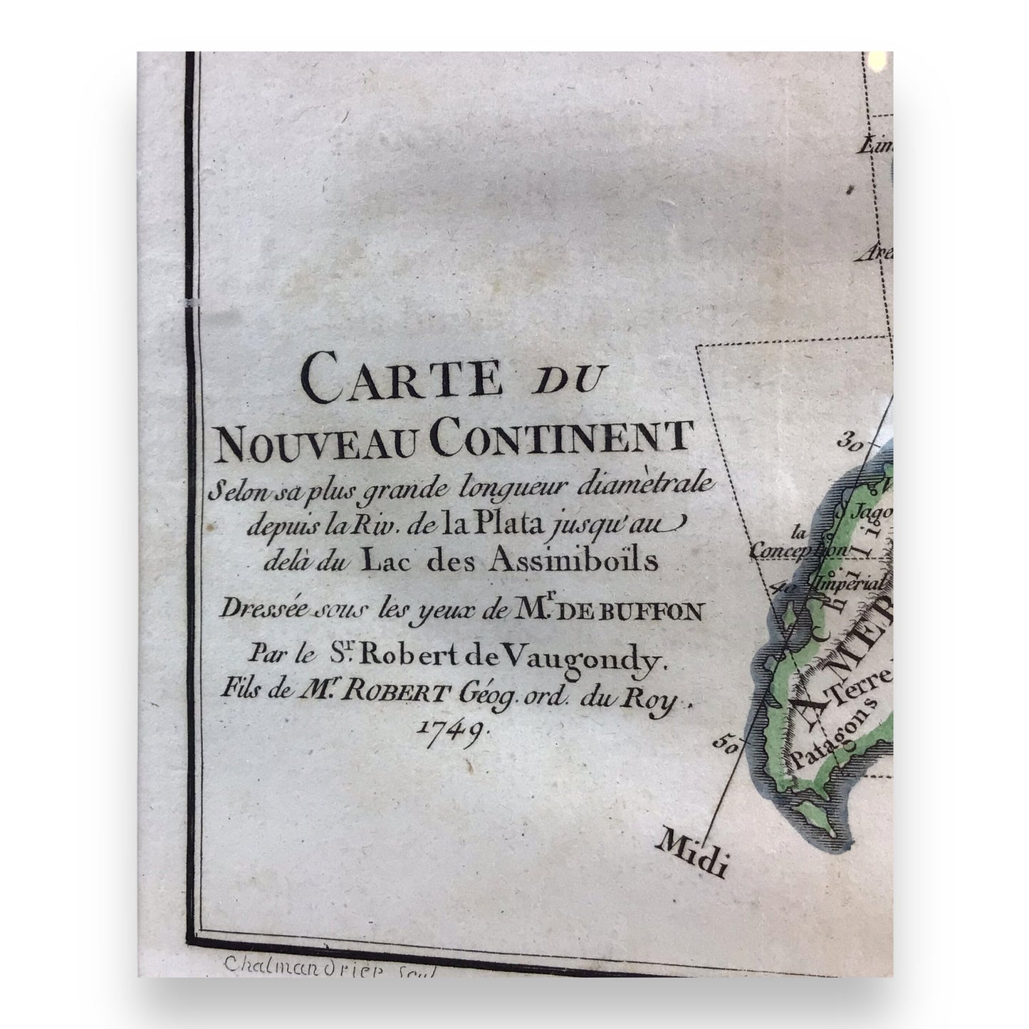 Antique Map 'Carte du Nouveau Continent' Framed, Robert de Vaugondy, 1749