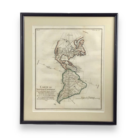 Antique Map 'Carte du Nouveau Continent' Framed, Robert de Vaugondy, 1749