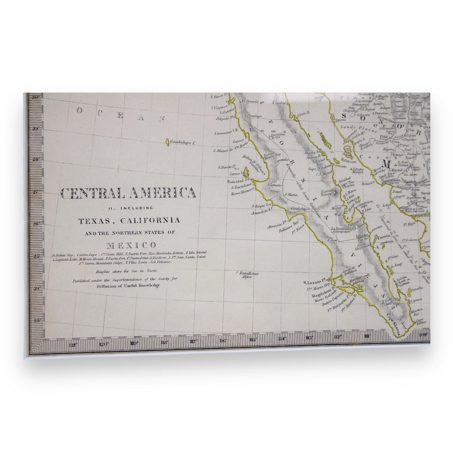 Antique Map "Central America II" Including Texas, California, Mexico, c. 1844