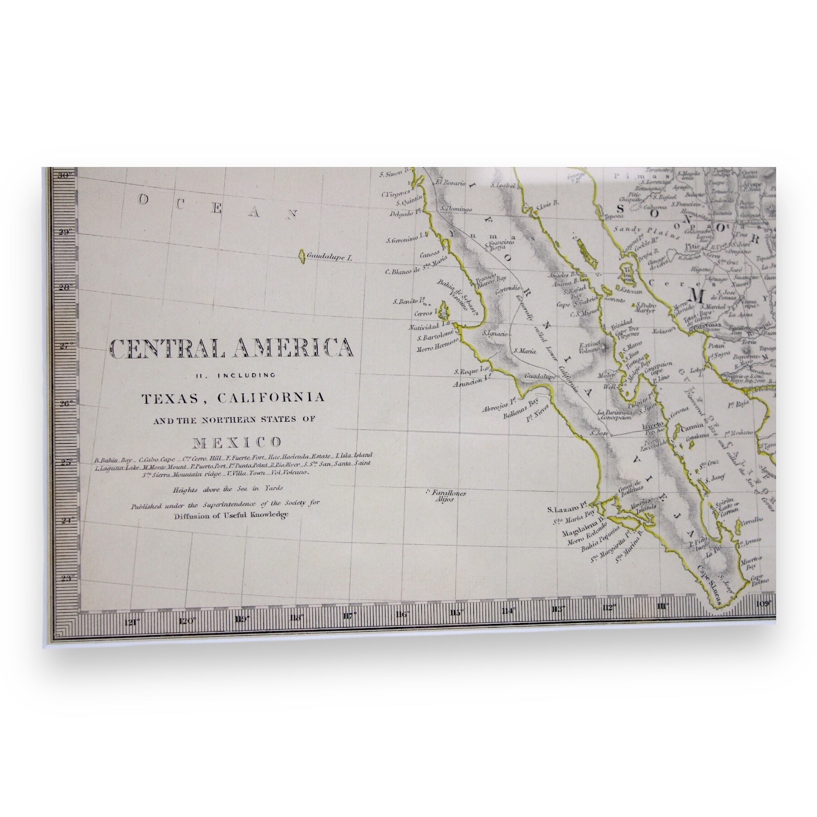 Antique Map "Central America II" Including Texas, California, Mexico, c. 1844