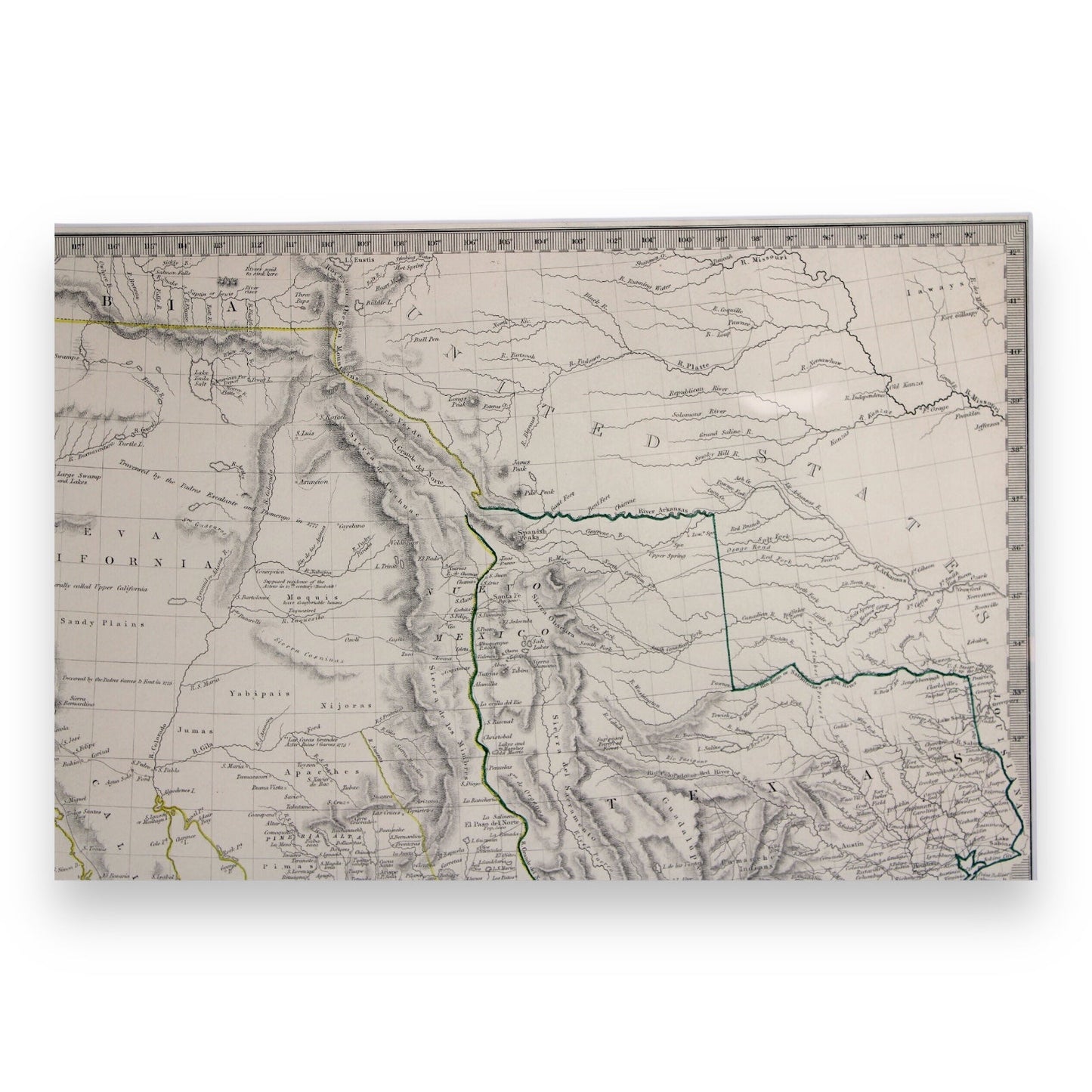 Antique Map "Central America II" Including Texas, California, Mexico, c. 1844