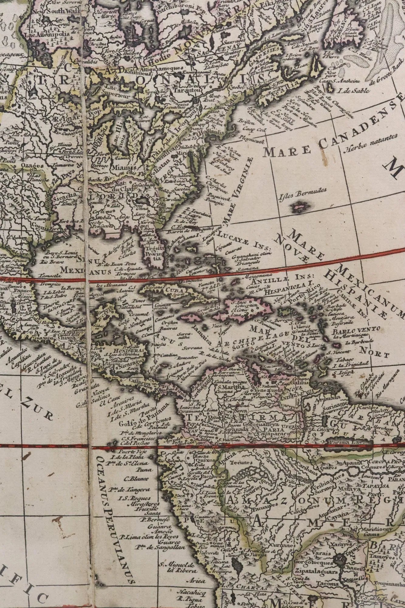 Antique Map of America with California as an Island, 1709, Zurner & Schenk