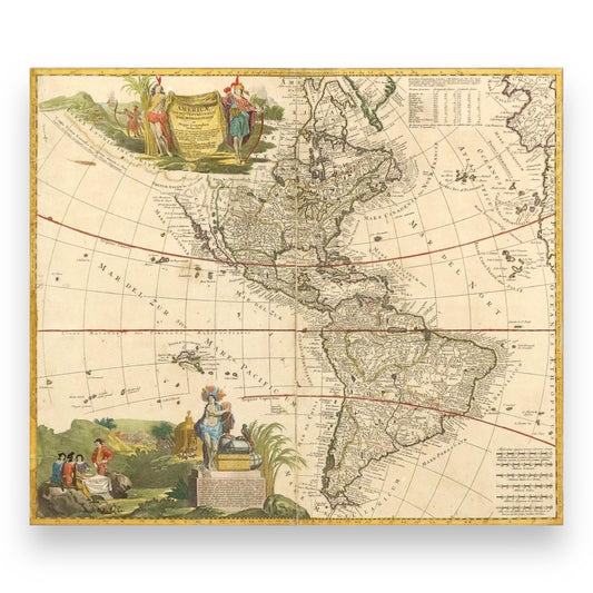 Antique Map of America with California as an Island, 1709, Zurner & Schenk