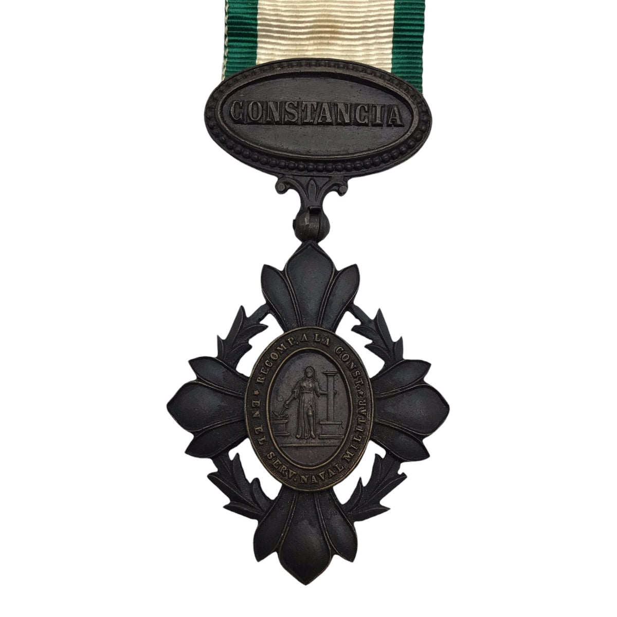 Antique Mexican Army Medal 1891 for 20 Years of Service with Ribbon