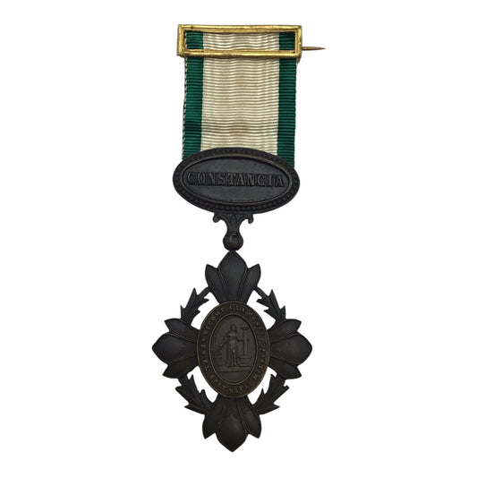 Antique Mexican Army Medal 1891 for 20 Years of Service with Ribbon