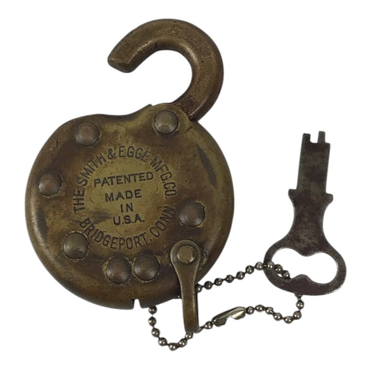 Antique Pancake Lock w/ Key - Smith & Egge Manufacturing Co.