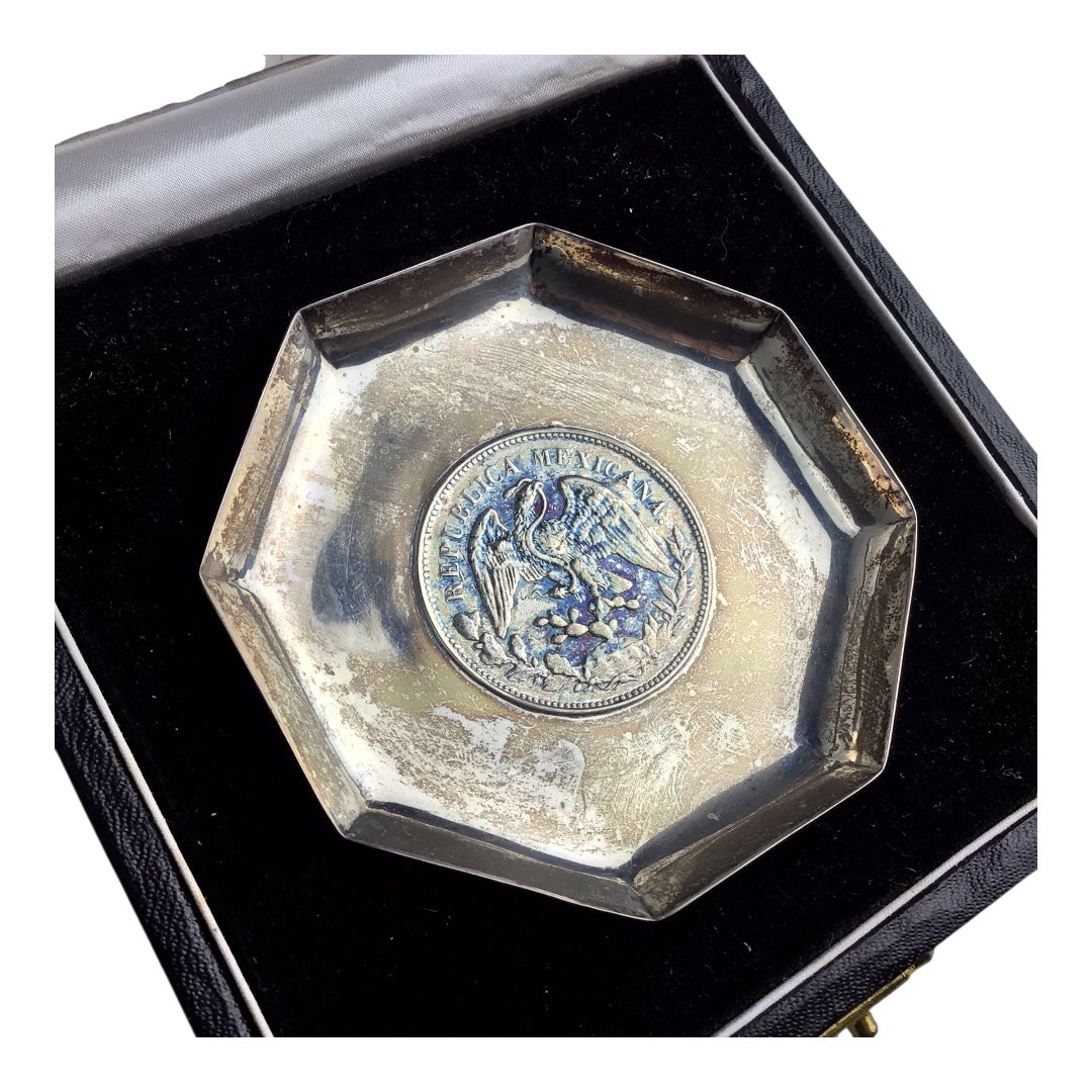 Antique Silver Ashtray with 1902–1904 Mexican Silver Peso - George Falconer Co. (H.K.) Ltd.