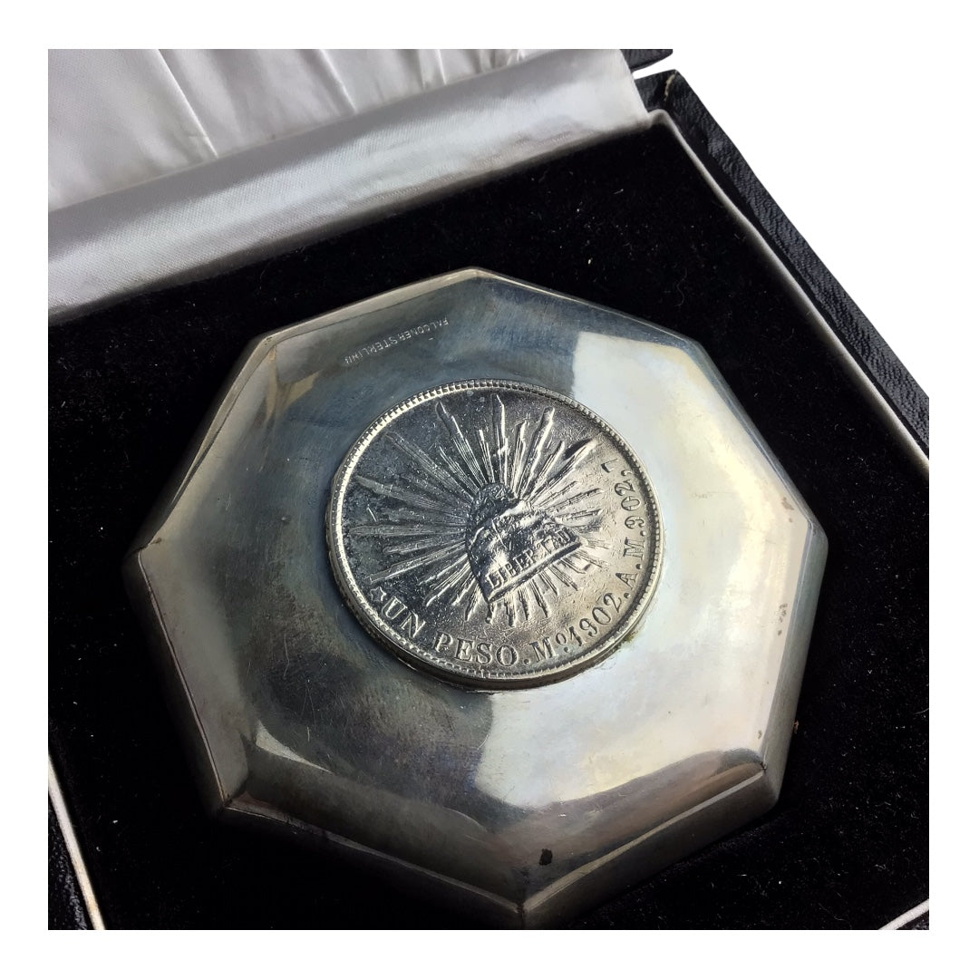 Antique Silver Ashtray with 1902–1904 Mexican Silver Peso - George Falconer Co. (H.K.) Ltd.