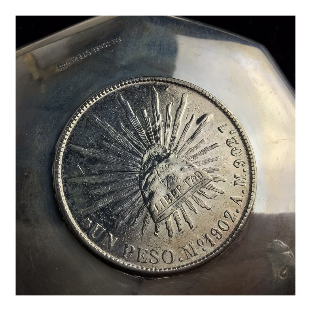 Antique Silver Ashtray with 1902–1904 Mexican Silver Peso - George Falconer Co. (H.K.) Ltd.