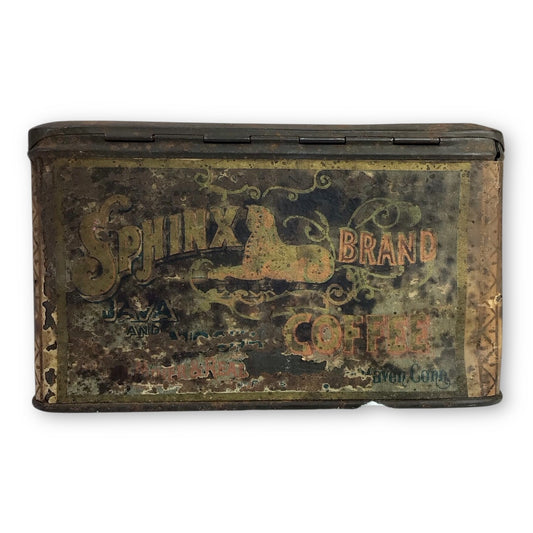 Antique Sphinx Brand Java and Mocha Coffee Tin Grinder