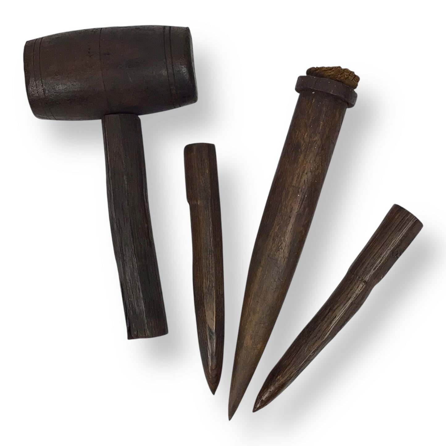 Antique Vampire Hunting Kit w/ Wooden Stakes & Mallet, Late 19th-Early 20th C.