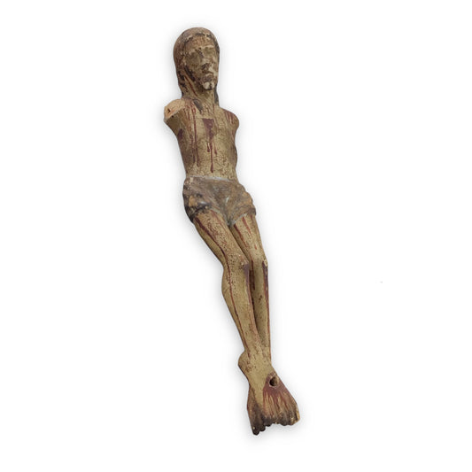 Antique Wooden Crucifix Figure of Christ - Missing Arms (17th Century)